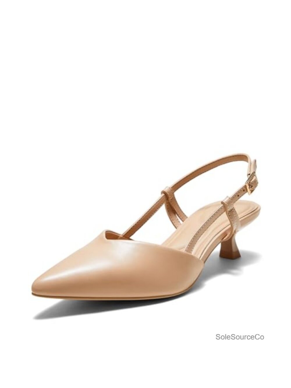 Women's Slingback Kitten Heels Pointed Closed Toe Leather Pump Dress Work